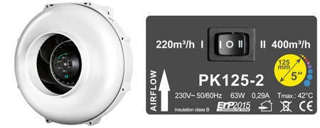 PK125 MES Kaksi nopeutta - 400m3/h